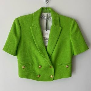 Zara textured cropped blazer